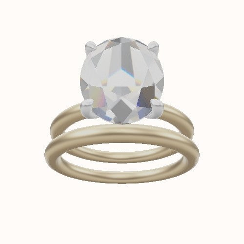 Solitaire Engagement Ring With Four Prong Head and Matching Band