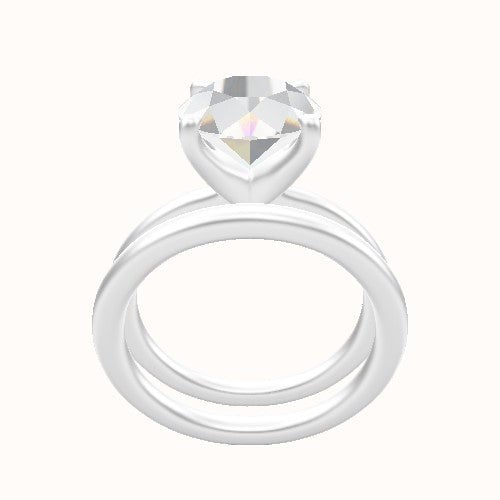 Solitaire Engagement Ring With Four Prong Head and Matching Band