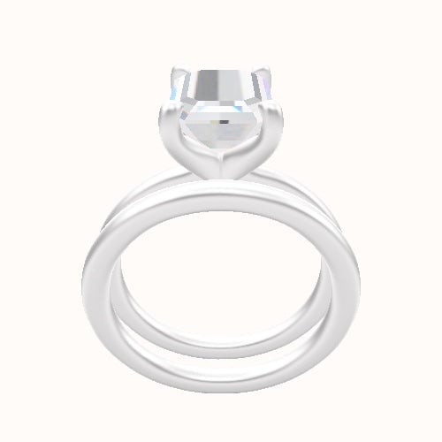 Solitaire Engagement Ring With Four Prong Head and Matching Band