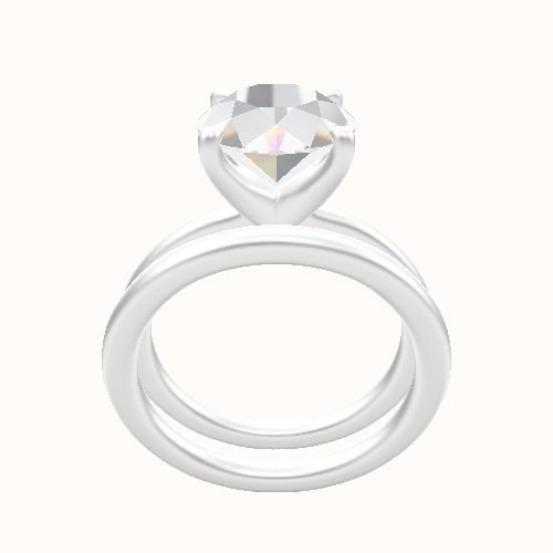 Solitaire Engagement Ring With Four Prong Head and Matching Band