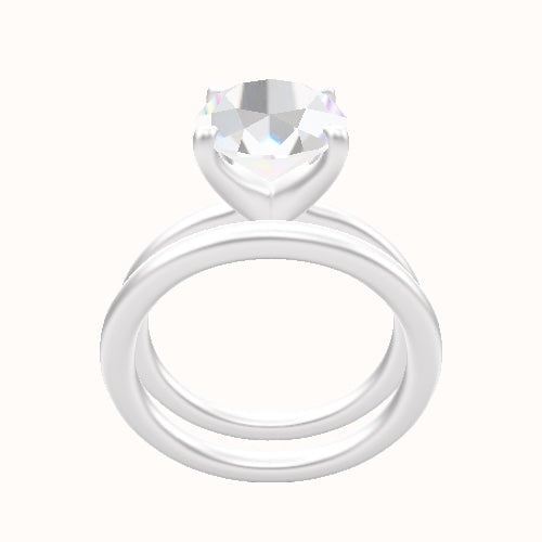 Solitaire Engagement Ring With Four Prong Head and Matching Band