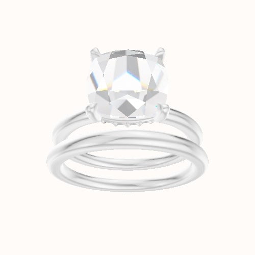 Solitaire Engagement Ring With Front set gallery Head and Matching Band
