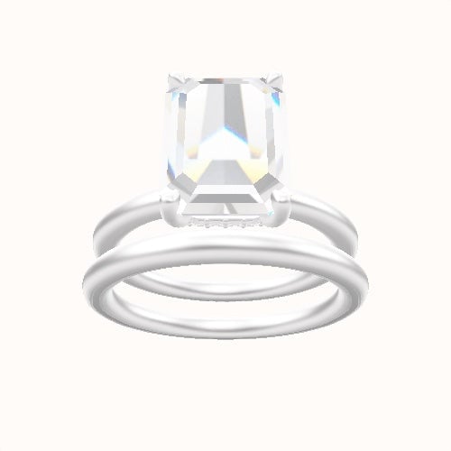 Solitaire Engagement Ring With Front set gallery Head and Matching Band