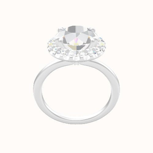 Solitaire Engagement Ring With Halo with Double Prong Head