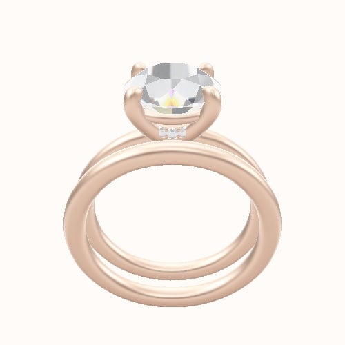 Solitaire Engagement Ring With Low Set Four Prong Head and Matching Band