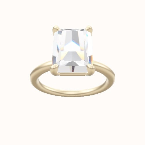 Solitaire Engagement Ring With Low Set Four Prong Head and Matching Band