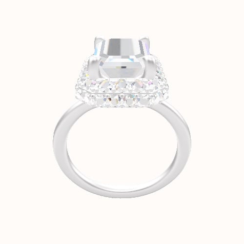 Solitaire Engagement Ring With Low Set Waterfall Halo Head