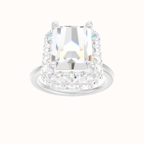 Solitaire Engagement Ring With Low Set Waterfall Halo Head