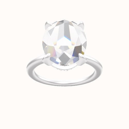 Solitaire Engagement Ring With Pave Basket Head