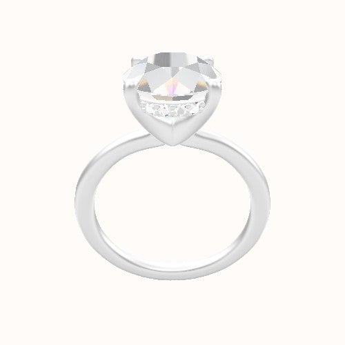 Solitaire Engagement Ring With V Prong with Hidden Halo Head