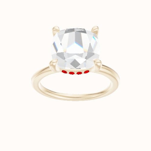 Solitaire Engagement Ring With V Prong with Hidden Halo Head