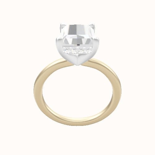 Solitaire Engagement Ring With V Prong with Hidden Halo Head
