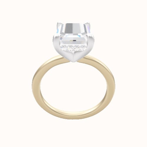 Solitaire Engagement Ring With V Prong with Hidden Halo Head