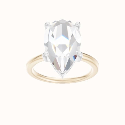 Solitaire Engagement Ring With V Prong with Hidden Halo Head