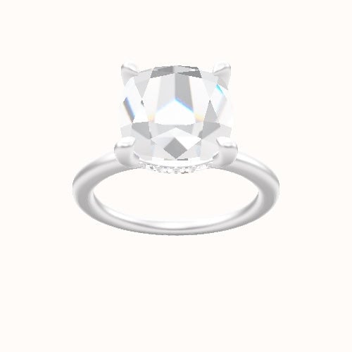 Solitaire Engagement Ring With V Prong with Hidden Halo Head