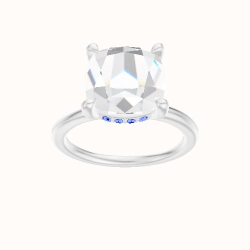 Solitaire Engagement Ring With V Prong with Hidden Halo Head