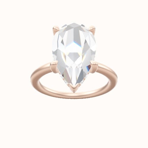 Solitaire Engagement Ring With V Prong with Hidden Halo Head