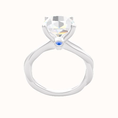 Solitaire Rope Engagement Ring With Accent Diamond Head