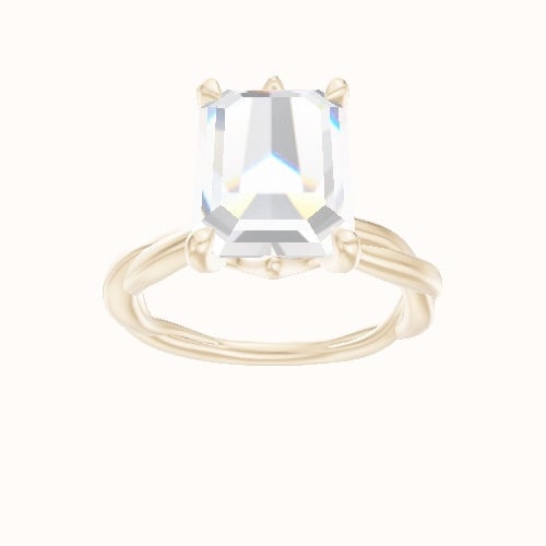 Solitaire Rope Engagement Ring With Crown Six Prong w. accent Diamond Head