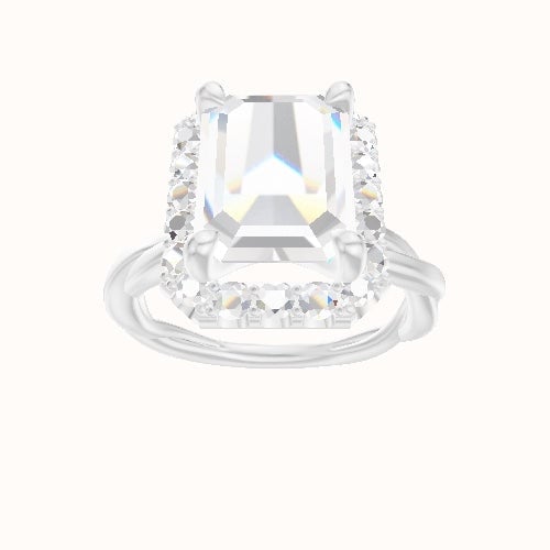 Solitaire Rope Engagement Ring With Halo Head