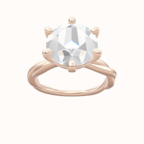 Solitaire Rope Engagement Ring With High Set Six Prong Head