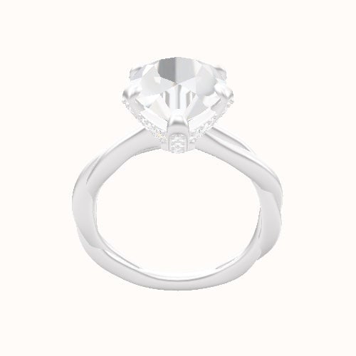 Solitaire Rope Engagement Ring With Pave Basket Head