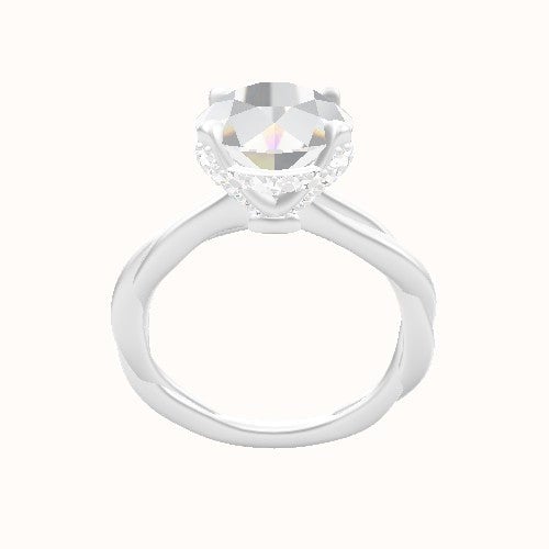 Solitaire Rope Engagement Ring With Pave Basket Head