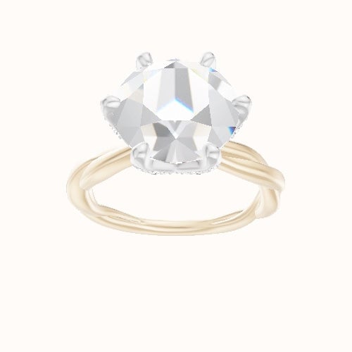 Solitaire Rope Engagement Ring With Pave Petal Six Prong Head