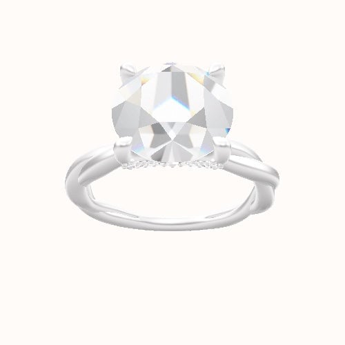 Solitaire Rope Engagement Ring With Pave V Prong Head