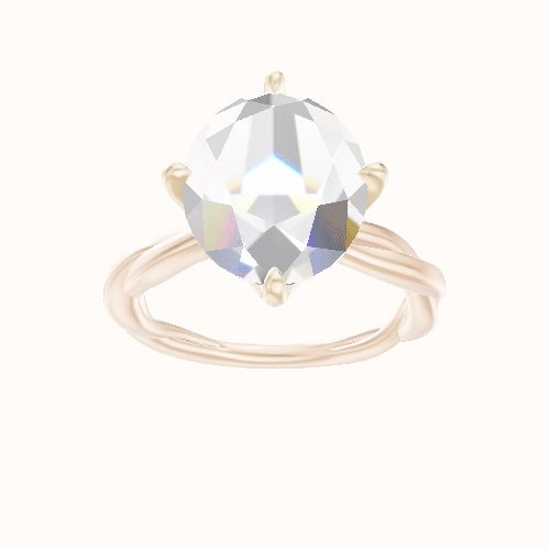 Solitaire Rope Engagement Ring With Petal Compass Prong Head