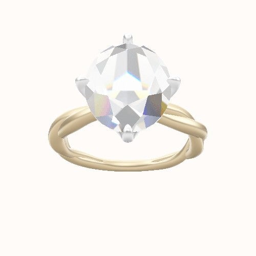 Solitaire Rope Engagement Ring With Petal Compass Prong Head