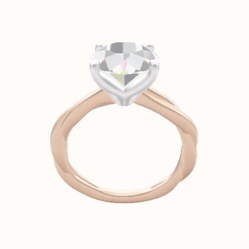 Solitaire Rope Engagement Ring With Petal Four Prong Head