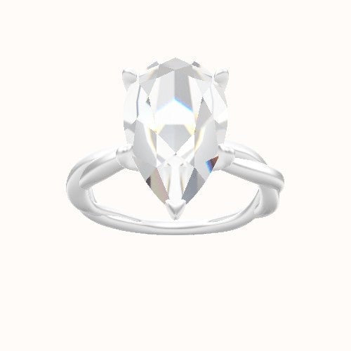 Solitaire Rope Engagement Ring With Petal Four Prong Head