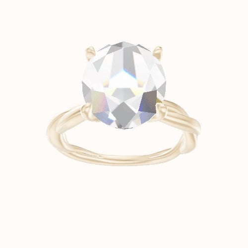 Solitaire Rope Engagement Ring With Petal Four Prong Head and Matching Band