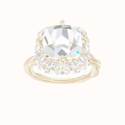 Solitaire Rope Engagement Ring With Waterfall Halo Head