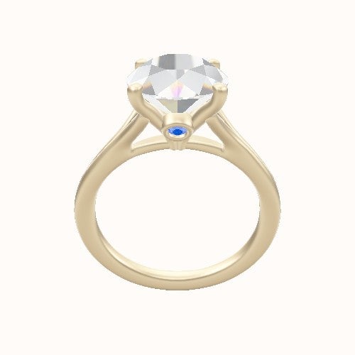 Split Cathedral Engagement Ring With Accent Diamond Head