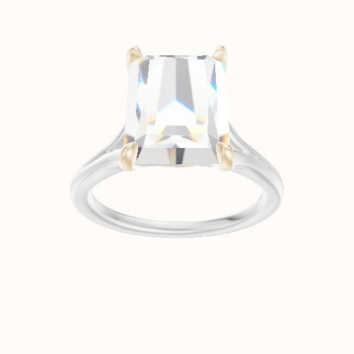Split Cathedral Engagement Ring With Accent Diamond Head
