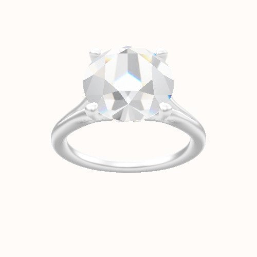 Split Cathedral Engagement Ring With Accent Diamond Head