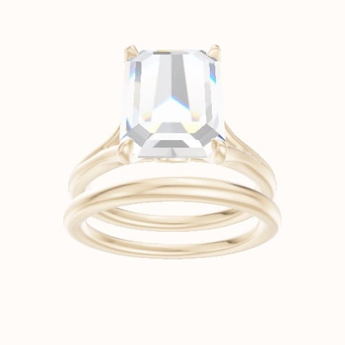 Split Cathedral Engagement Ring With Accent Diamond Head and Matching Band