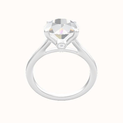 Split Cathedral Engagement Ring With Accent Diamond Head