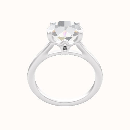 Split Cathedral Engagement Ring With Crown Four Prong w. Surprise Diamond Head