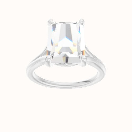 Split Cathedral Engagement Ring With Crown Four Prong w. Surprise Diamond Head
