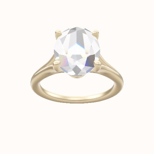 Split Cathedral Engagement Ring With Crown Four Prong w. Surprise Diamond Head