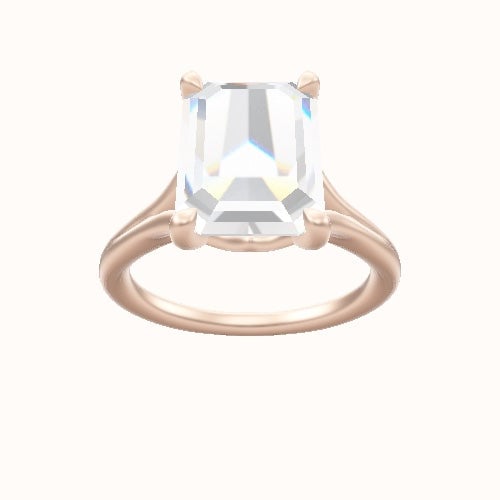 Split Cathedral Engagement Ring With Crown Four Prong w. Surprise Diamond Head