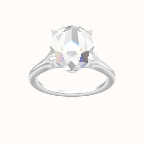 Split Cathedral Engagement Ring With Crown Four Prong w. Surprise Diamond Head