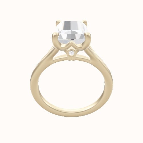 Split Cathedral Engagement Ring With Crown Four Prong w. Surprise Diamond Head