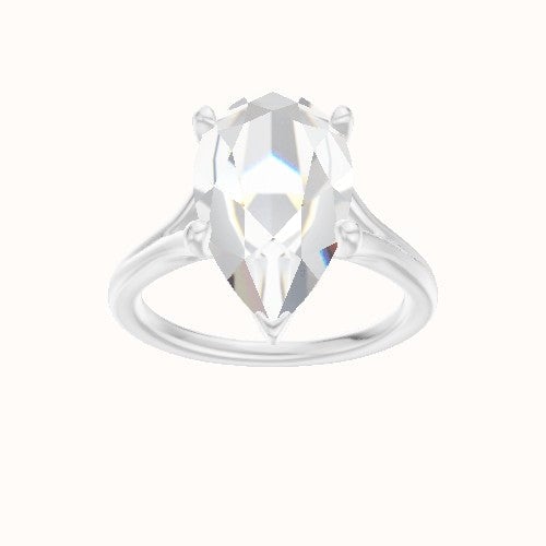 Split Cathedral Engagement Ring With Crown Four Prong w. Surprise Diamond Head