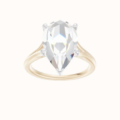 Split Cathedral Engagement Ring With Crown Four Prong w. Surprise Diamond Head