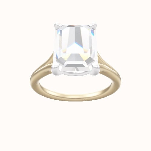 Split Cathedral Engagement Ring With Crown Four Prong w. Surprise Diamond Head