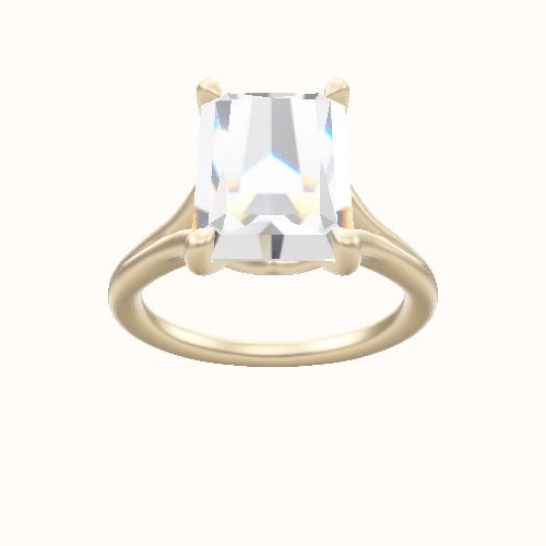 Split Cathedral Engagement Ring With Crown Four Prong w. Surprise Diamond Head